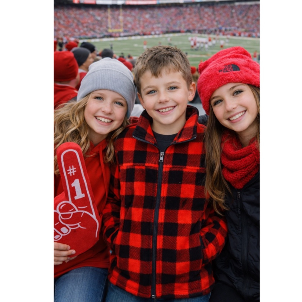 Columbia Boys Red/Black Buffalo Plaid Fleece Jacket